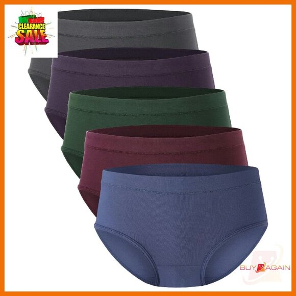 Soft Breathable Bamboo Briefs 5-Pack Moisture-Wicking Mid Waist